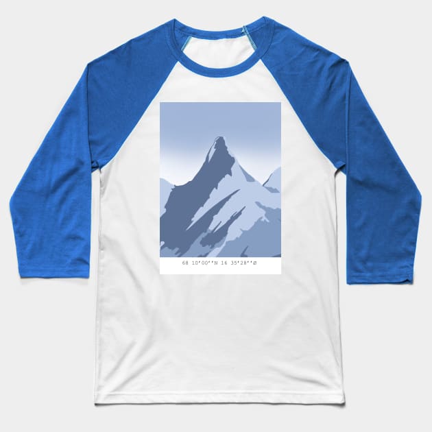 Stetind mountain with coordinates Baseball T-Shirt by weilertsen